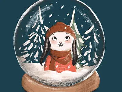 Boule à Neige - Pipouette bonnet boule à neige children children book design enfants graphic design hiver illustration jeunesse lapin livre jeunesse neige sapins winter émotion