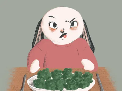 Beurk ! - Pipouette apprentissage berk beurk brocolis children children book design dégôut graphic design illustration jeunesse lapin livre jeunesse petite enfance pipouette repas table émotions