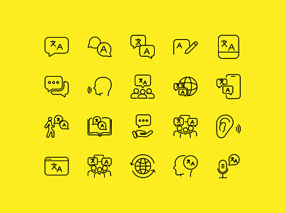 Language Icons design icon icon designer icon pack icon set iconography icons language language icon line icon stroke