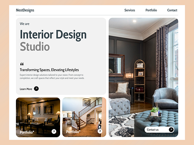 NestDesigns-Interior Design Studio Website Concept desing figma interior interior design minimalistic studio ui user interface webapp website