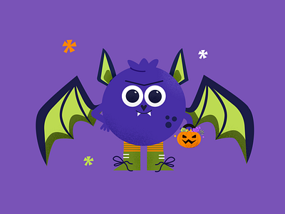 Fruits X Halloween: Spooky Squad! bat blueberry candy design graphic design green halloween illustration october orange pumpkin purple series spooky stickers vampire vector wings