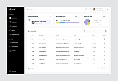 HR management system dashboard dashboard graphic design hr iuux management product design simple ui user friendly ux uxui design web web desgin