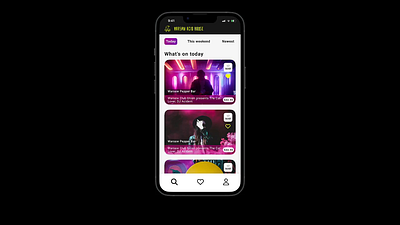 Event mobile app_homepage prototype acid house animation app event figma mobile mockup music prototype ui video