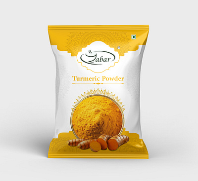 Turmeric Powder Pouch Design box design graphic design indian spices label design logo design pouch design pouch packaging spices spices packaging turmeric packaging turmeric powder turmeric powder pouch design