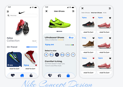 Nike concept design branding graphic design logo ui uiux user interface