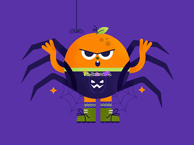 Fruits X Halloween: Spooky Squad! design graphic design halloween illustration lair orange scare scary series sour spider spooky stickers tissue vector web