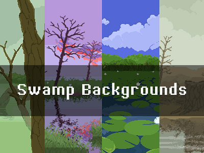 Swamp Pixel Game Backgrounds 2d art asset assets background backgrounds bg game game assets gamedev illustration indie game nature parallax pixel pixelart pixelated rpg seamless swamp