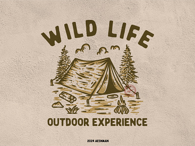 Wild Life campfire camping graphic design illustration vintage