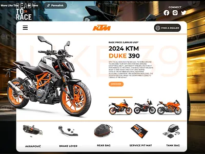 Ktm design for motozavod design e commerce figma motorcycle ui ux