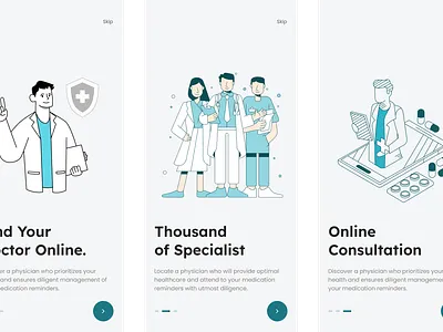 Health Connect mobile app - onboarding screens health health medical help mobile app medical mobile app onboarding