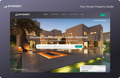 Ratenest : Browse, Rate, and Review with Ease 3d animation branding designing graphic design logo property prototype real estate ui ux