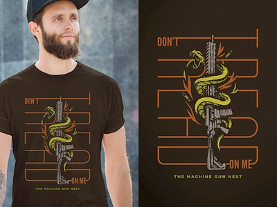 Don't Tread On Me american apparel brown dont flames green gun illustration machine masculine men mockup nest orange patriotic procreate shirt snake tread tshirt