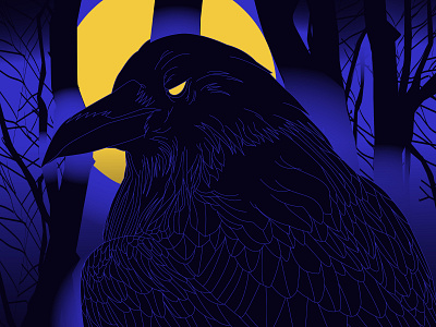 Crow abstract book book cover composition corw cover design editorial editorial illustration illustration laconic lines minimal moonlight poster print print design