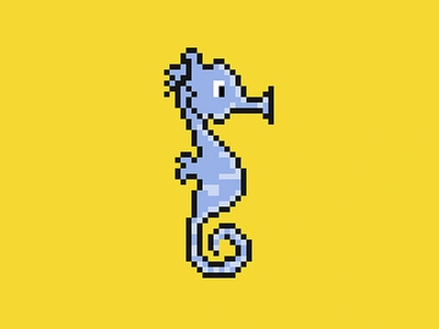 Seahorx in Pixel Art 16 bit 8 bit ase sprite branding colorful design game graphic design logo mark nintento pixel art pixels sea creature searhorse video game