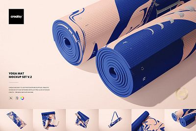 Yoga Mat Mockup Set v.2 cereal creator creatsy custom customizable design designed generator mock up mock ups mockup mockups pattern personalized printed smart object sport template templates yoga mat mockup set v.2