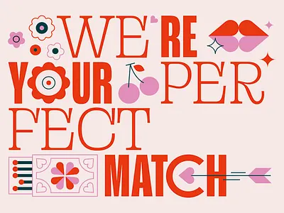 Perfect match 🔥 cherry cute graphic heart hot illustration illustrator karolienpauly kiss lips love match perfect red valentine valentines valentines day vector