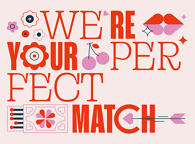 Perfect match 🔥 cherry cute graphic heart hot illustration illustrator karolienpauly kiss lips love match perfect red valentine valentines valentines day vector