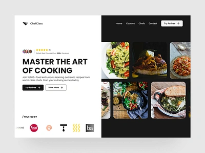 Online Cooking School Design Concept cook cooking course e learning educational platform landing page learning website online course recipe restaurant ui uiux ux vegetable webdesign website design