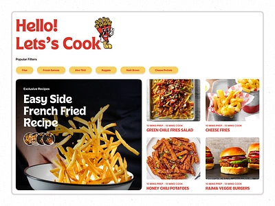 FastnFry Recipe Page Design brand consistency e commerce food website e commerce uiux ecommerce fast food ordering food product ui food recipe layout potato based recipes recipe page design user friendly design