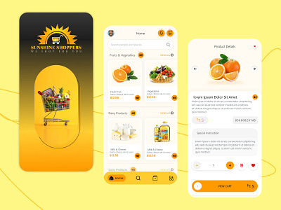 Sunshine Shoppers - Shopping App UI Design app design app screen branding logo mobile app prototype ui