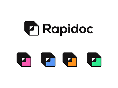 rapidoc arrow box branding direction document file finance law legal letter r loan logo paper r rapid speed tech