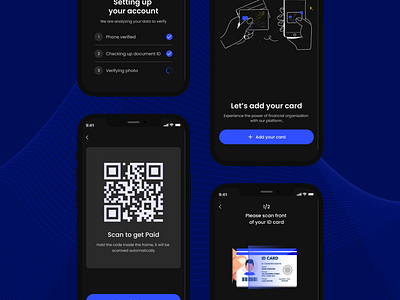 Verification, Scan to get Paid, Add Card Screen for WeagPay! add to card app fin tech finance fintech mobile app scan ui verification