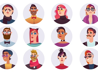 Young Modern People 2d Icons Avatars Animation 2d animated characters animation avatars character design characters emotions flat girl guy icons illustration modern people portraits stylish user profile young people