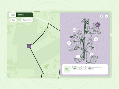 Tree Trail Landscape app application green hiking interface layers purple route trails tree trees ui ux