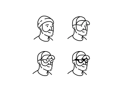 Profile picture illustration avatar beard cap character clean face glasses hat head illustration illustrations line art line illustration profile profile pic profile picture vector