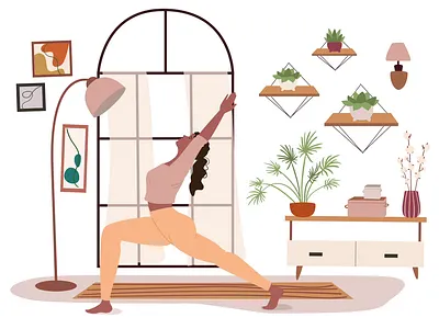 Exercising Girl 2D Animation 2d animation exercise exercising fitness flat girl habits health home workout illustration indoor exercise motion relax routine self care stretching woman workout at home yoga