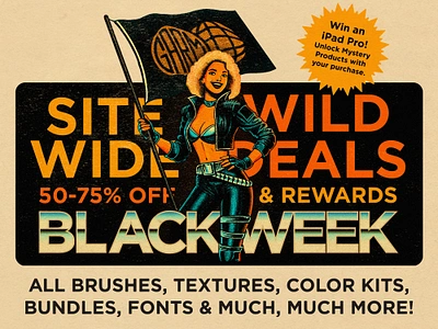 G.A.R.M. Co. Black Week 2024 adobe black friday black week brush sets brushes design digital product digital products font fonts g.a.r.m. co. garm illustration illustrator ipad pro photoshop procreate textures