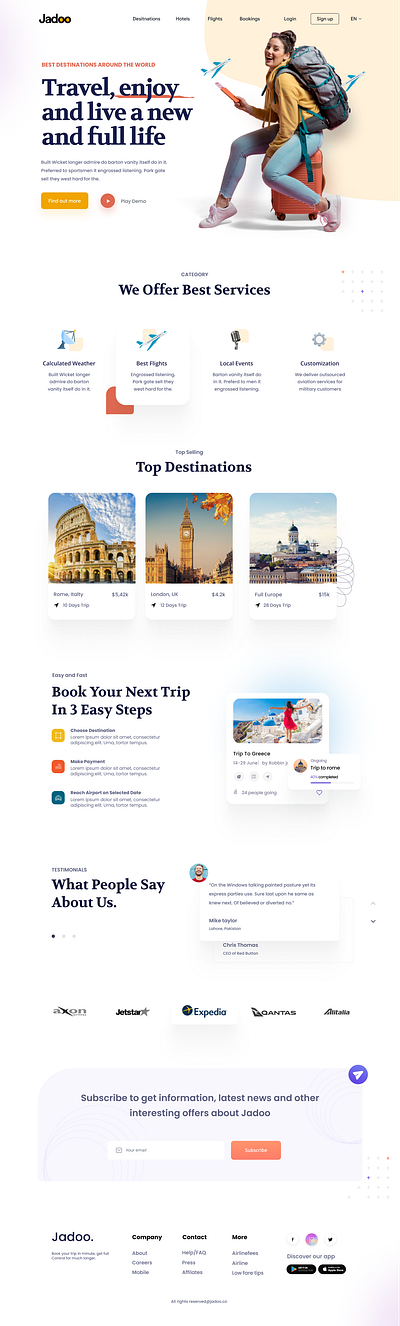 Travel Website Landing Page animation branding ui