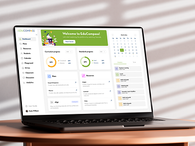 Educompass: Transforming Education with AI | Dashboard ai appdesign calendar dailyui dashboard edtech education illustration inspiration main screen navigation pie chart saas schedule side bar teachers uidesign userexperience userinterface uxdesign