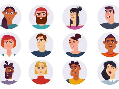 People 2d Icons Avatars Animation 2d animation avatars cartoon style characters creative icons digital avatars flat icons illustration metaverse modern avatars motion people portraits social media unique user profiles