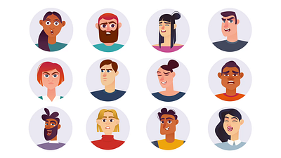 People 2d Icons Avatars Animation 2d animation avatars cartoon style characters creative icons digital avatars flat icons illustration metaverse modern avatars motion people portraits social media unique user profiles