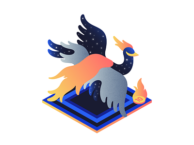 Metaphorical Illustration for Leela The Queen app app illustration bird character character design editorial illustration fire illustration illustrator isometrical isometry minimal phoenix vector visual metaphor