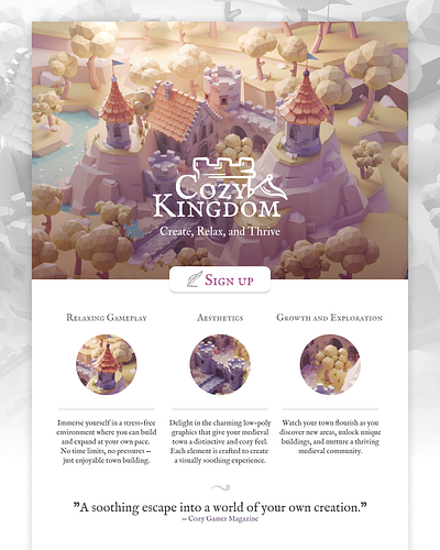 Cozy Kingdom Prototype 3d blender castle diorama illustration isometric lowpoly medieval prototype render ui web design