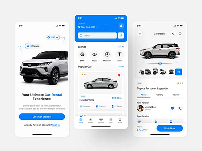 Rent A Car App Design app design car car rent mobile app design uiux