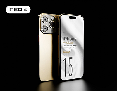 iPhone 15 Pro Max Mockup dark theme elegant gold golden iphone 15 pro max mockup luxury