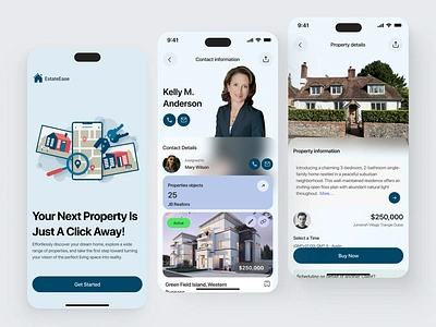 EstateEase - Real Estate App app design design figma design home finder ios mobile app design mobile application mortgage product design property app property finder real estate real estate app ui ui design uiux ux