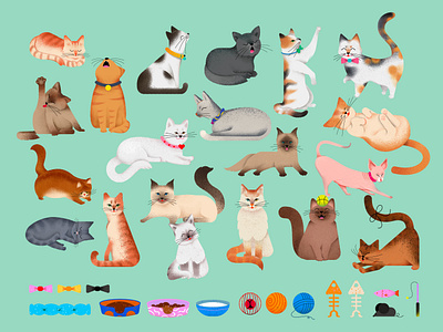 Cat Illustration Pack animal illustration cat drawing cat illo cat illustration cats cute cats illustration pack