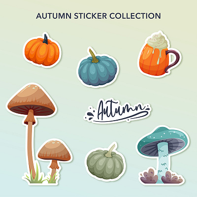 Autumn stickers autumn design graphic design illustration stickers vector vector illustration