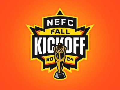 2024 NEFC Fall Kickoff badge branding championship design event design fall gold logo soccer sports sports branding tournament trophy typography yellow