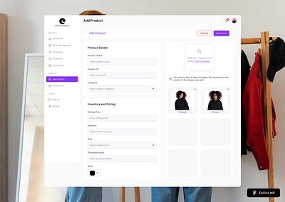 Duke's Collection- Add Product Admin Screen admin collection e commerce ui ux