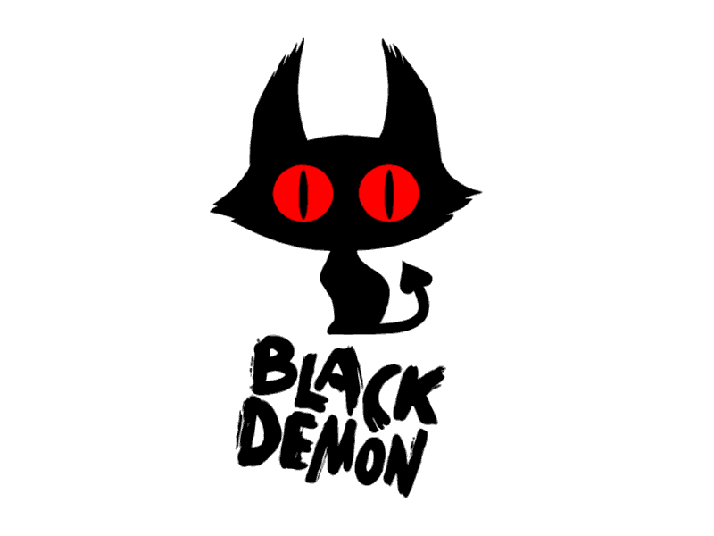 BLACK DEMON cat cat demon character demon design devil graphic design illustration logo