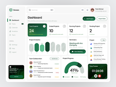 Task Management Dashboard app banner cards chart clean dashboard design fireart kpi search ui ux