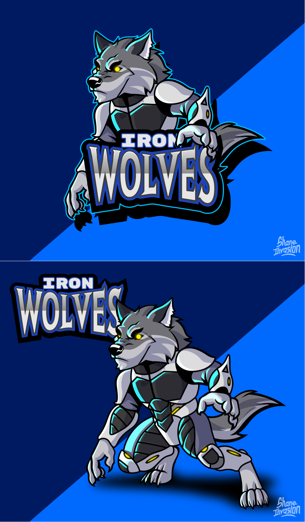 Iron Wolves Mascot Character branding character character design design graphic design illustration illustrator logo mascot mascot logo photoshop vector