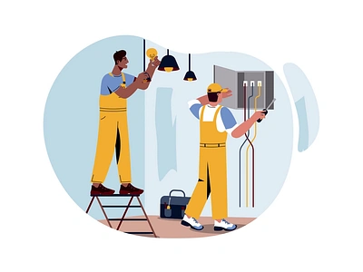 Electricians 2D Animation 2d animation electrical repair electrical work electrician electricity flat handyman home illustration improvement industrial work light installation maintenance service man motion repairing technician tools wiring repair workers