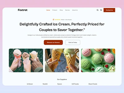 Foxtrot - Ice Cream Website Design brand branding design flavour food goods graphic design icecream landing landing page logo platform poster posterdesign product sweets ui web web design website