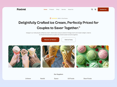 Foxtrot - Ice Cream Website Design brand branding design flavour food goods graphic design icecream landing landing page logo platform poster posterdesign product sweets ui web web design website